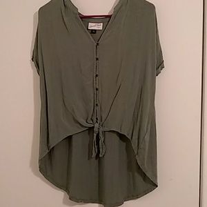 Women's army green boho shirt!